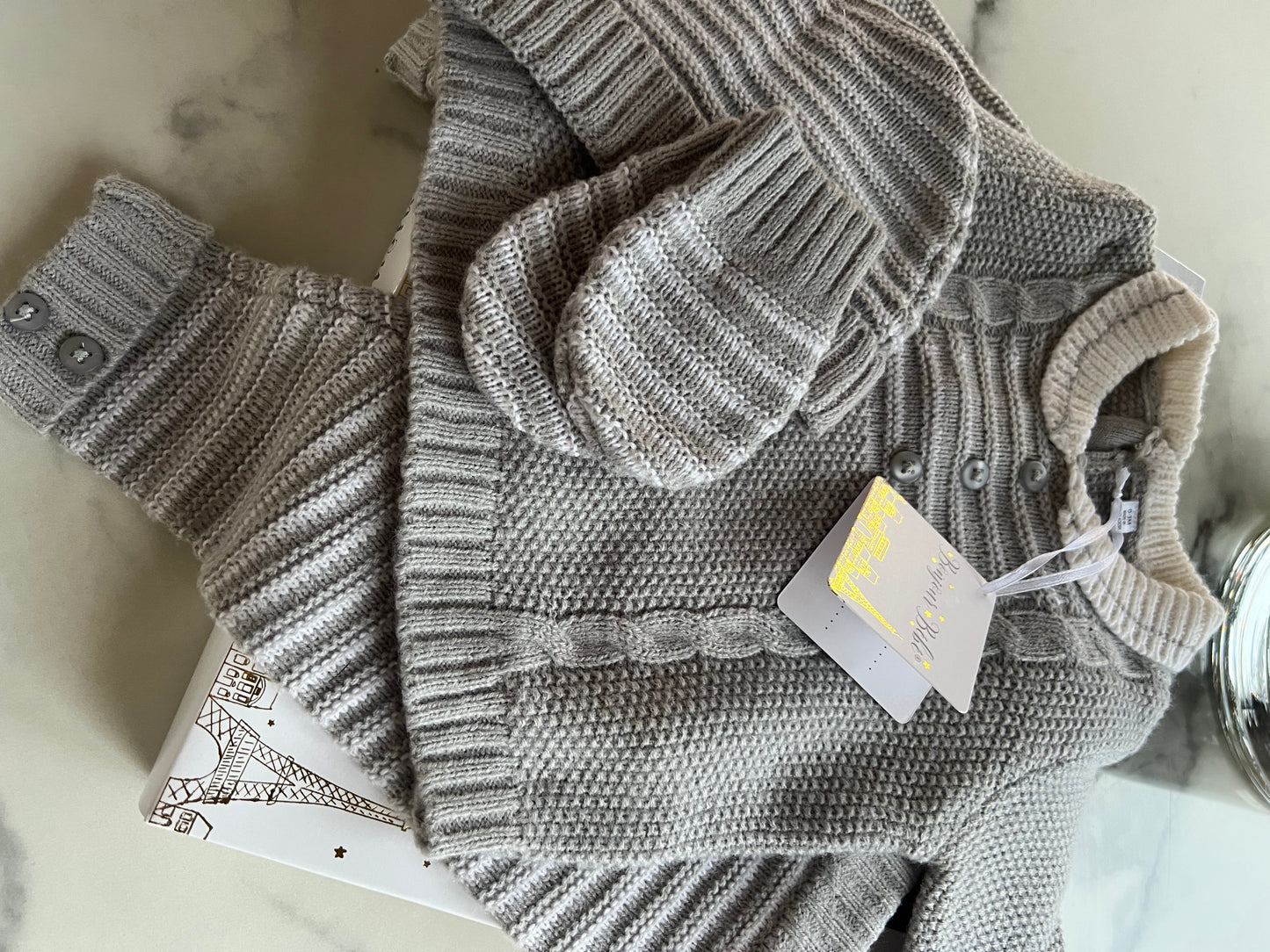 Bonjour Bebe grey striped gift set (4 piece)