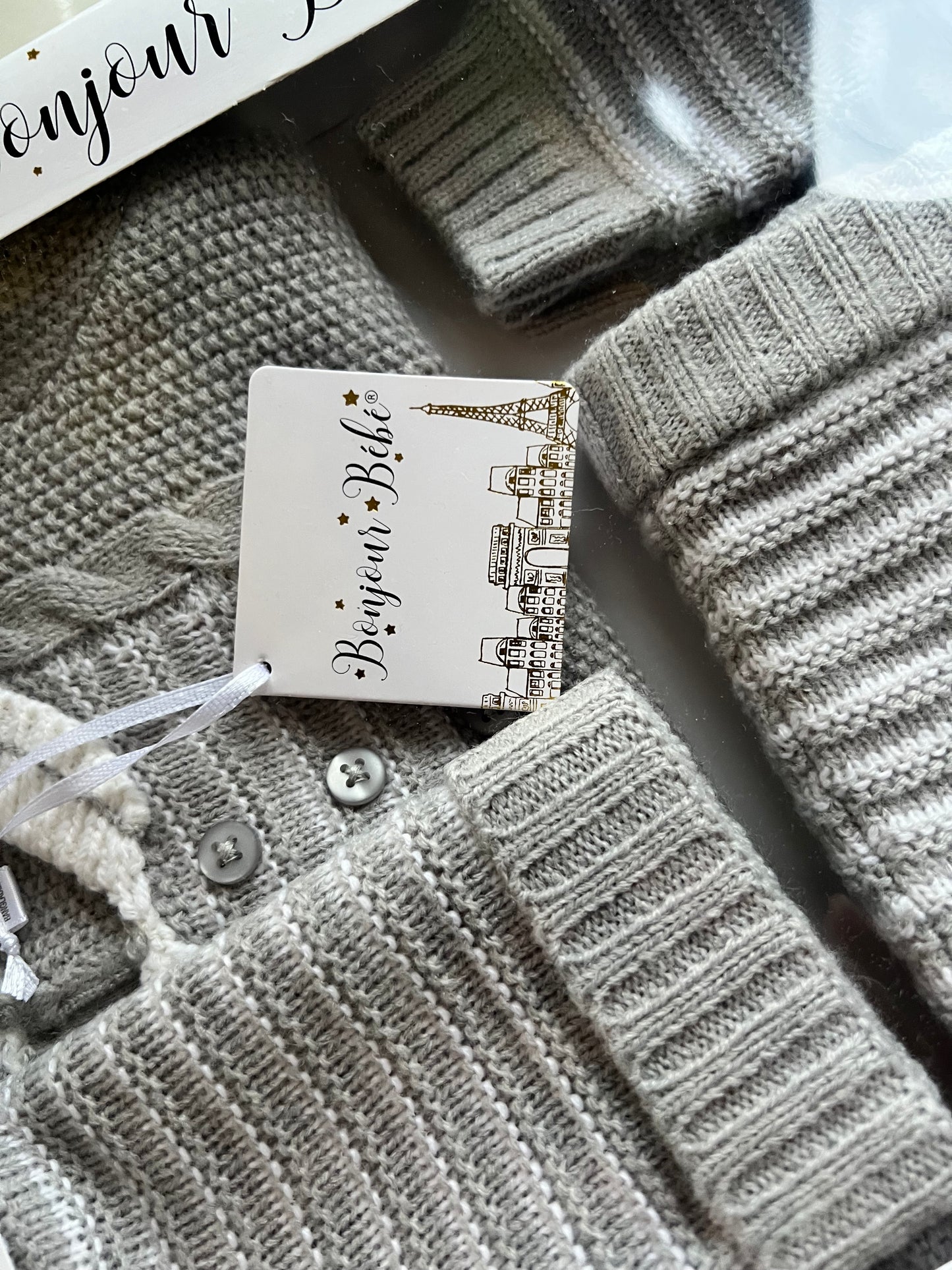 Bonjour Bebe grey striped gift set (4 piece)