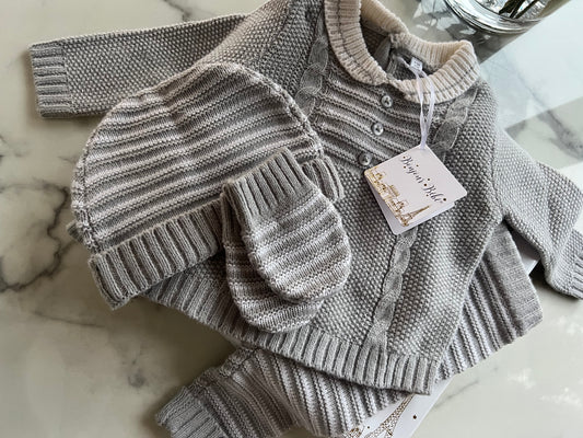 Bonjour Bebe grey striped gift set (4 piece)